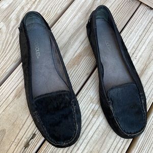 Aerosoles Nu Day Black Pony Hair Mocassin Loafers  Size 9.5